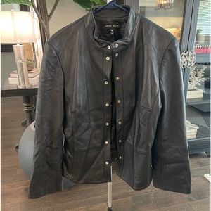 Anne Klein real leather jacket with Rhinestone details